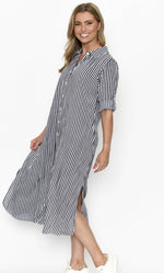 DW94G Sofia Shirt Dress Print Stripe