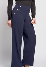 457T Wide Leg Jersey Trouser with Button Feature
