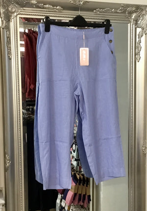 4199 Linen Crops with side Button detail