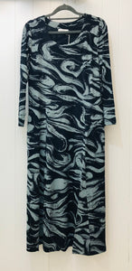 Enya Dress Marble Print (black/sage)
