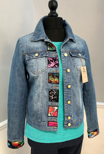 Re-Styled Denim Jacket by Trish (silk panels)