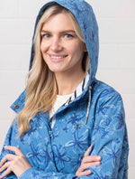 Long Beachcomber Jacket - Marine Blue Floral