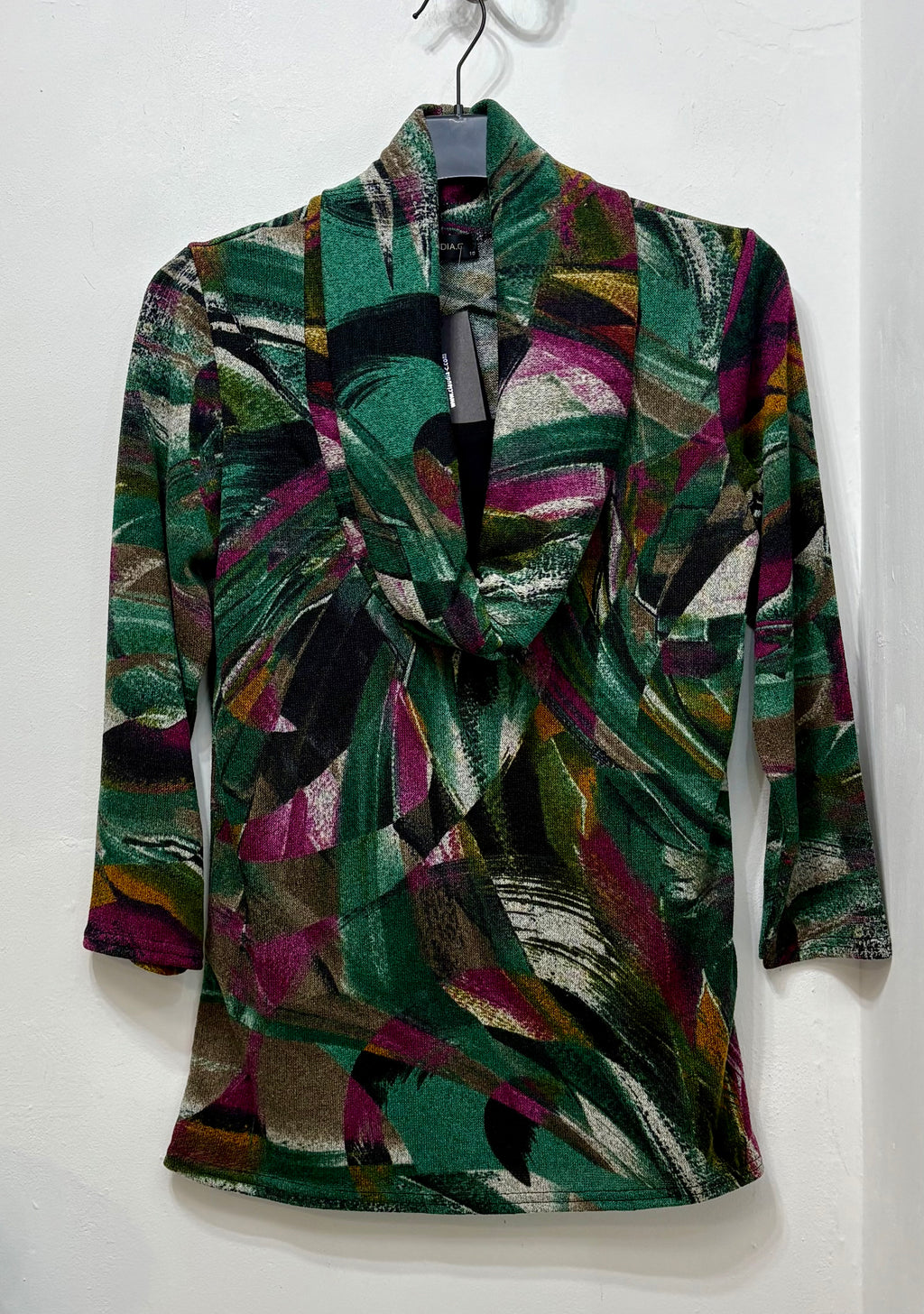 13110 Abstract Print Cowl Neck Top/Tunic
