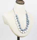 BB1207 DOUBLE STRAND TWO-TONE RESIN NECKLACE (ADJUSTABLE)