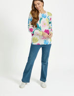 235 FLORAL PRINT FLUFFY YARN JUMPER
