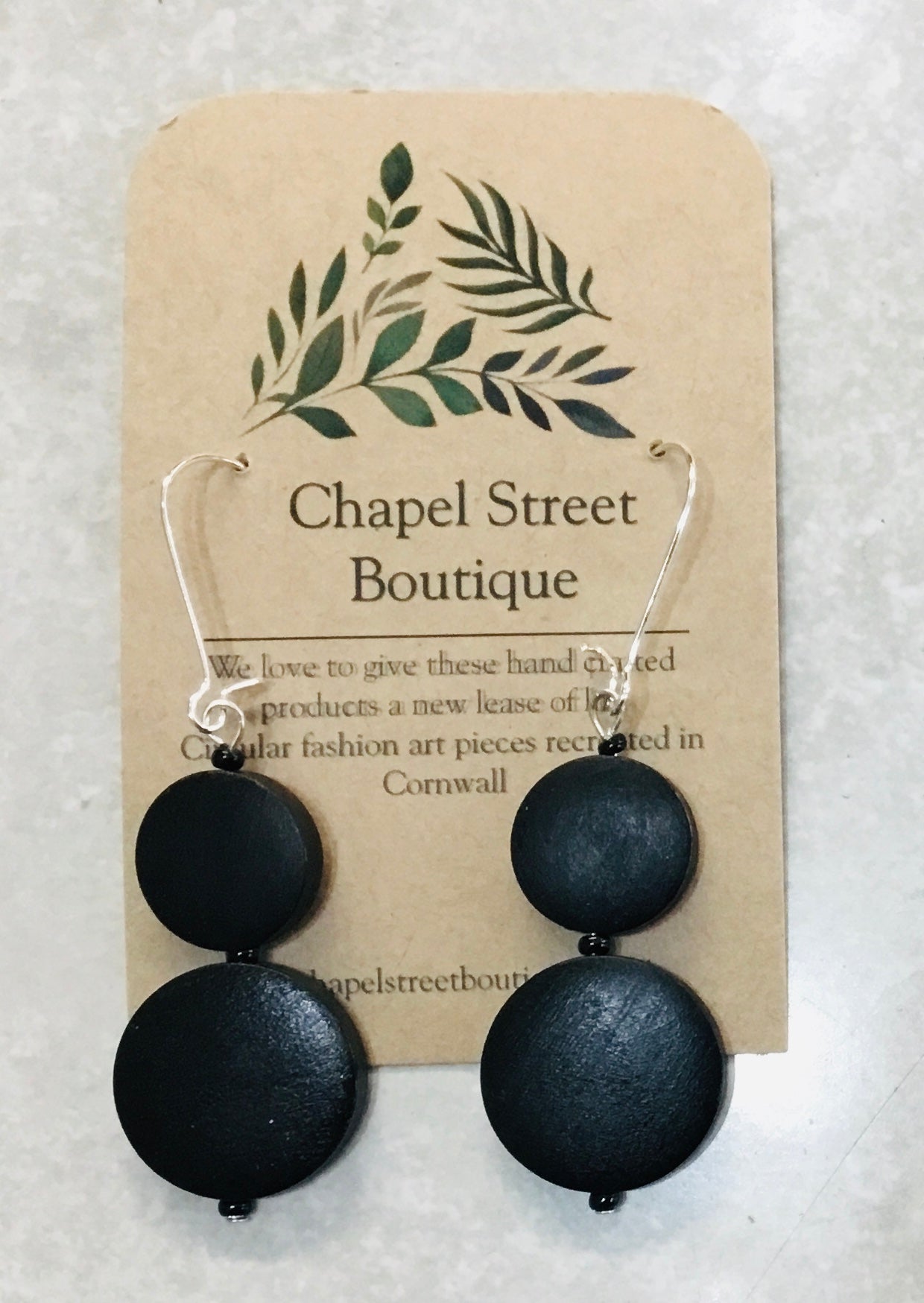 Wood & Silver 2 tier Earrings