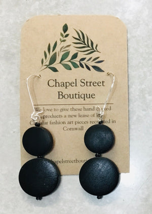 Wood & Silver 2 tier Earrings