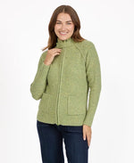 307 BUTTON TAB COLLAR ZIP-UP KNIT CARDIGAN WITH POCKETS