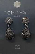 XF015E Classic Crystal Encrusted Jet Black Drop Earrings