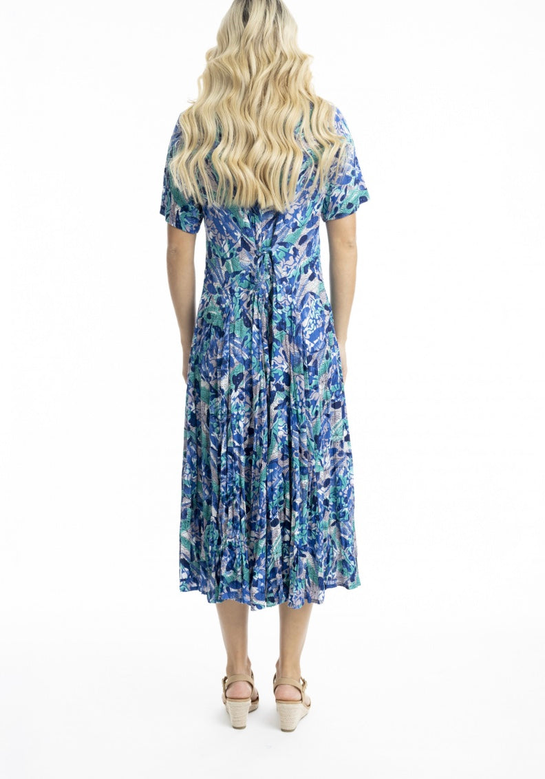 30043 Cayman Dress Godet Short Sleeve