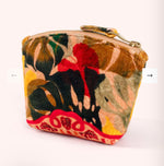 PVMP2 PRINTED VELVET MINI POUCH - EXOTIC LEAVES