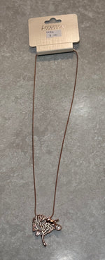 1052 Necklace Rose Gold Tone Tree pendant