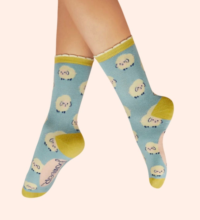 SOC723 Bamboo Marshmallow Sheep Ankle Socks