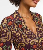 Elegant Leaves Long Sleeve Jersey Midi Dress