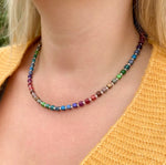 Rainbow Satin Cubes Full Necklace