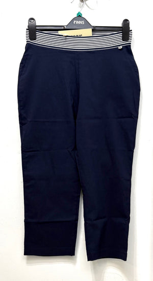 575C Bengaline Crop with Stripe Waist Band