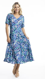 30043 Cayman Dress Godet Short Sleeve