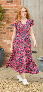 249 Leaf Print Pocket Dress