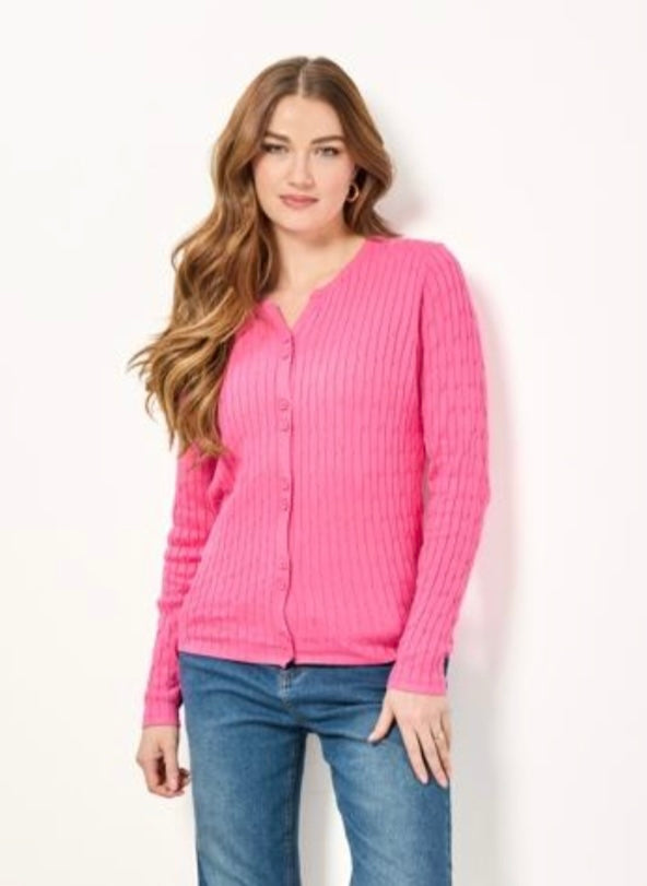 577 CABLE-KNIT BUTTON CARDIGAN