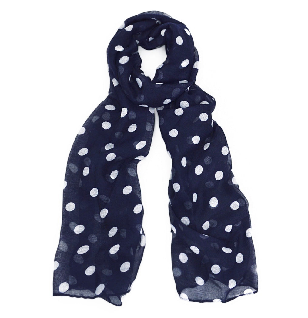 Navy Polka Dot Scarf