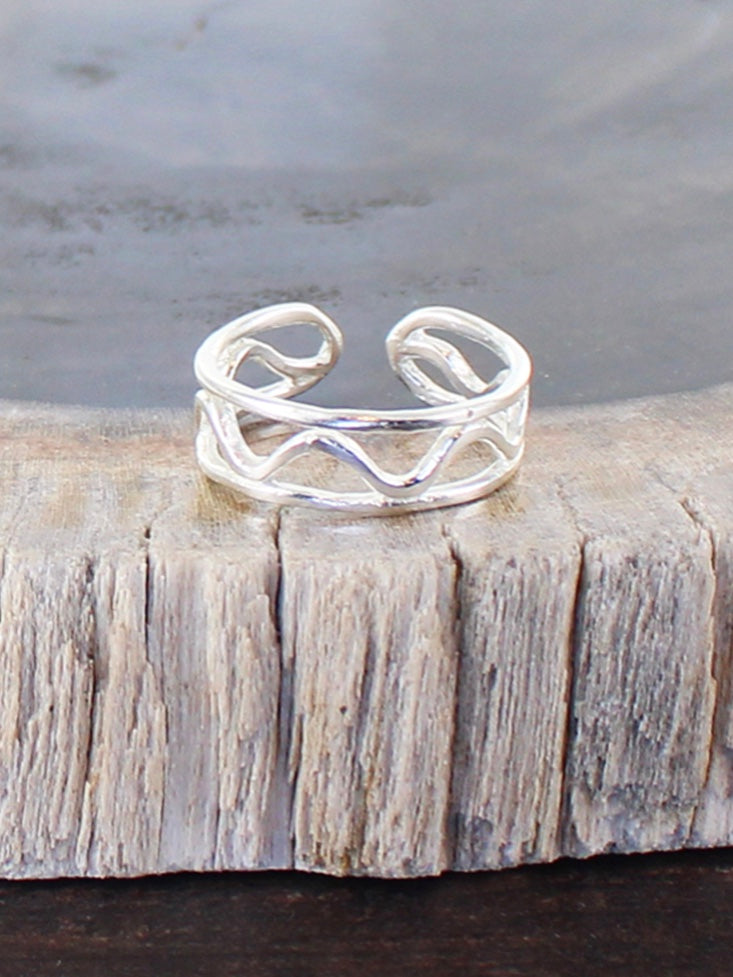 SP211S SQUIGGLE DESIGN RING [ADJUSTABLE, SILVER PLATE]
