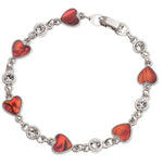 Tj743 Red Paua Heart & Crystal Spacers Bracelet