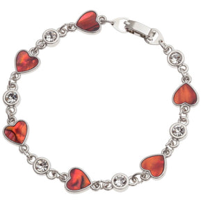Tj743 Red Paua Heart & Crystal Spacers Bracelet