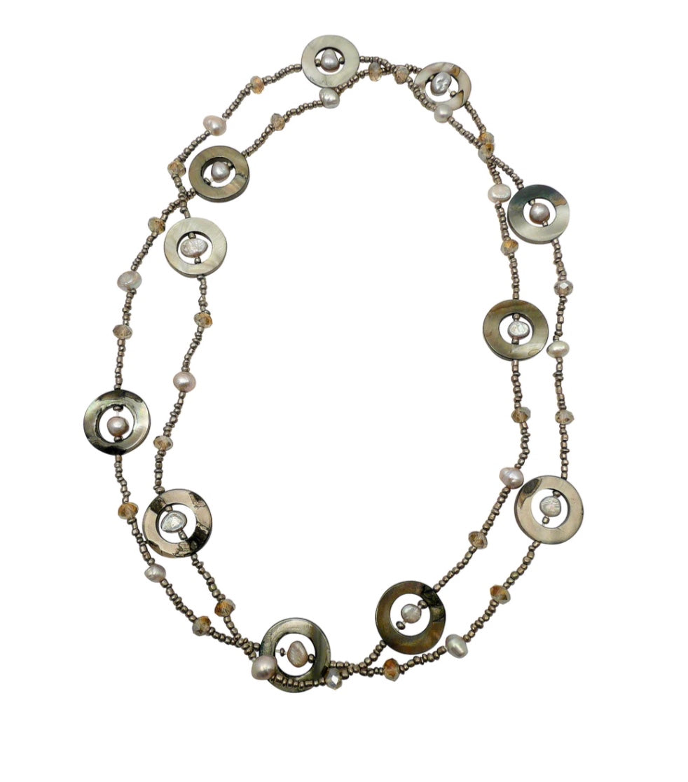 Taje 03 Freshwater Pearls, River Shell Necklace