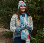 Winter Reindeer Bobble Hat - Blue / Red