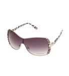 8722 OVERSIZED SUNGLASSES WITH SILVER FRAME & ZEBRA PRINT