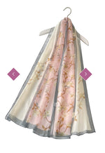 7460 Two Tone Elegant Floral Print Chiffon Scarf