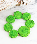 DC1509 ELASTICATED RAFFIA DISC BRACELET