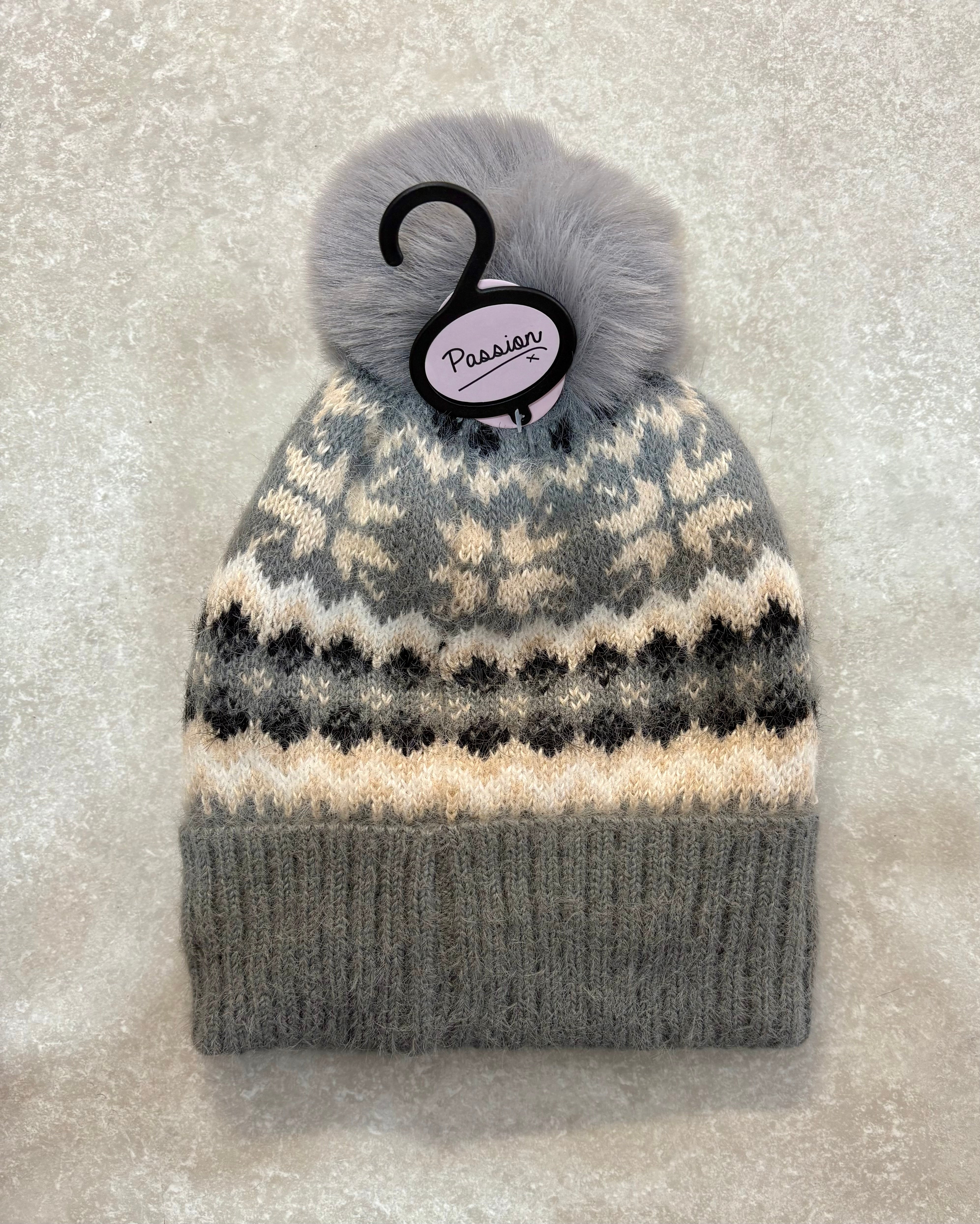 HH2533 Fair isle Pom Pom Hat