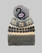 HH2533 Fair isle Fleece Lined Pom Pom Hat