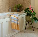 Hammam Striped Towel / Throw -Ochre/Grey