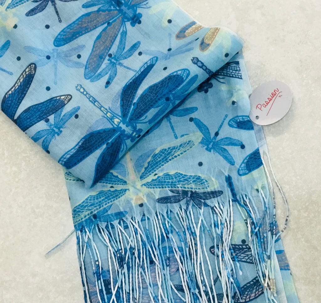 LP3546 Dragonfly Print Scarf with Tassells
