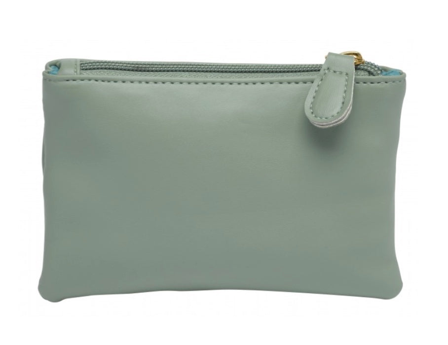 5706 FLORAL EMBOSSED SOFT PU TOP ZIP COIN PURSE