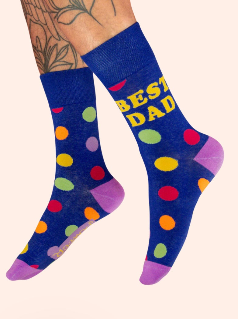 MSOC156 Bamboo Best Dad Polka Dot Men’s Socks