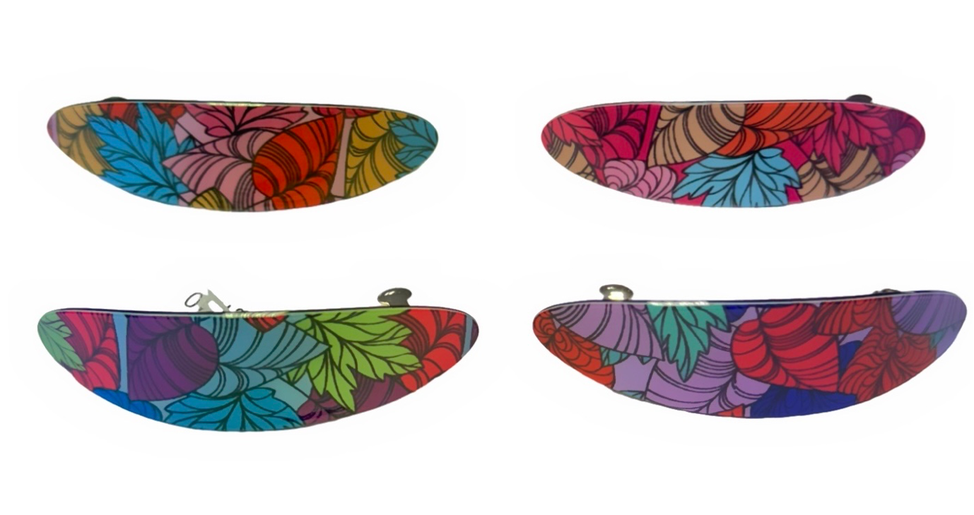 SH9115 Tropical Print Acrylic Hair Slides