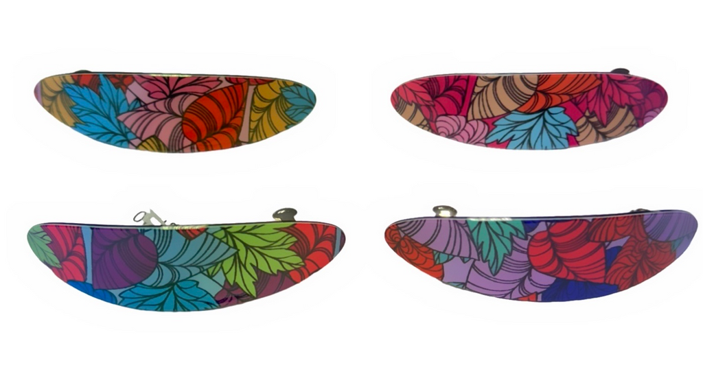 SH9115 Tropical Print Acrylic Hair Slides