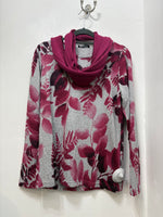 13723 Brushed Print Light Jumper with Detachable Scarf