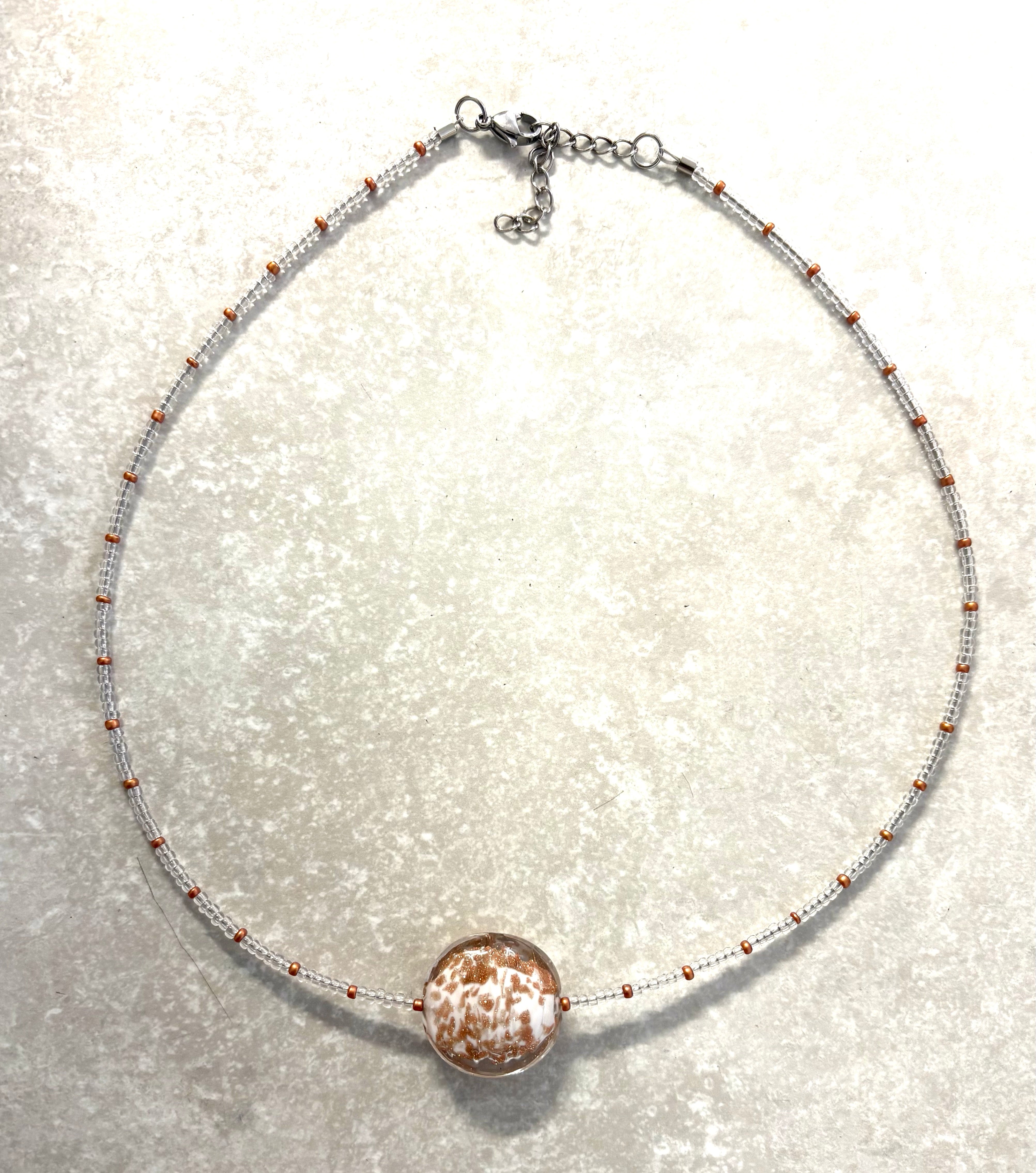 Murano Glass and Crystal Bead Necklace