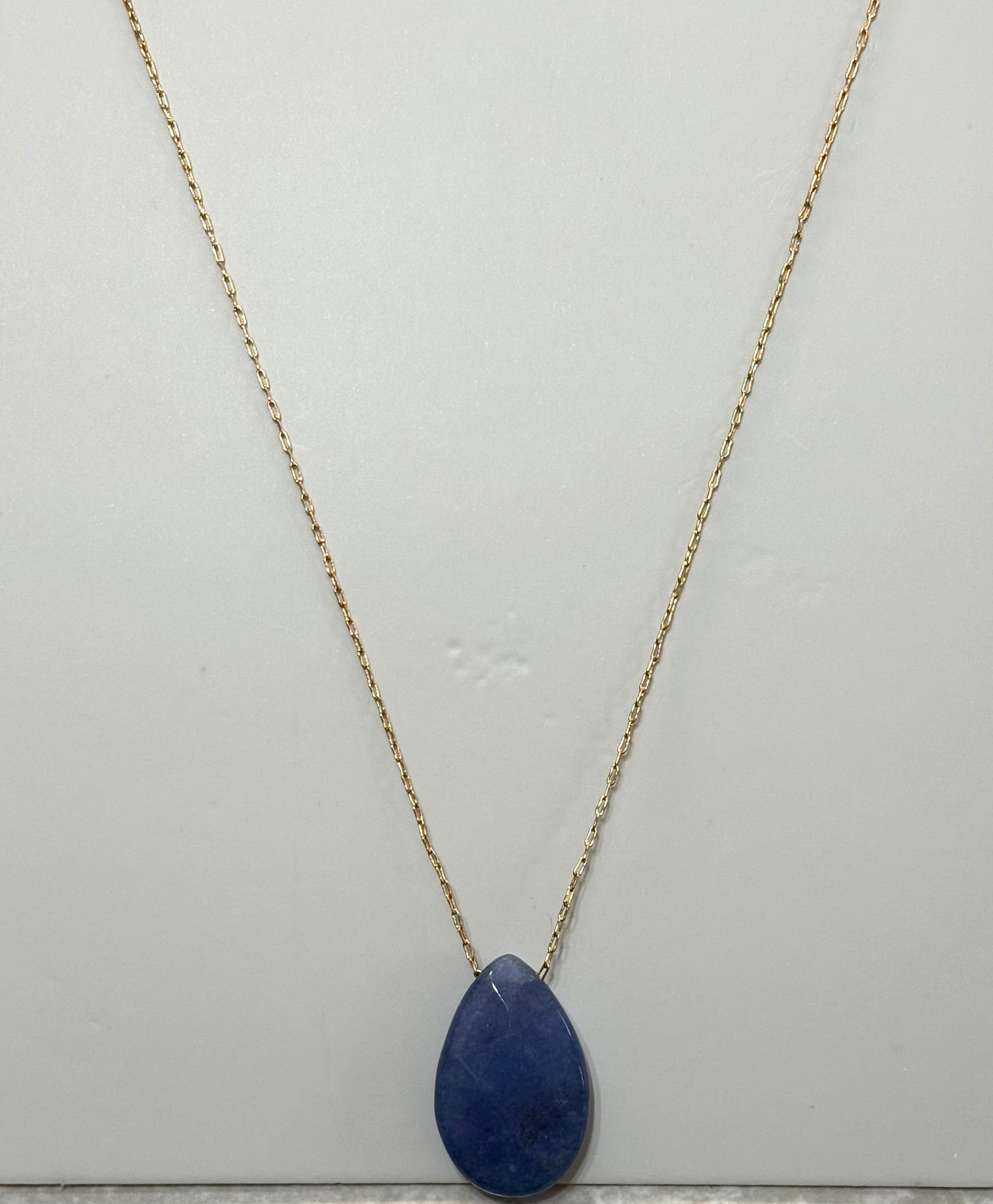 Elegant Simplicity Blue Gem-Pendant Necklace