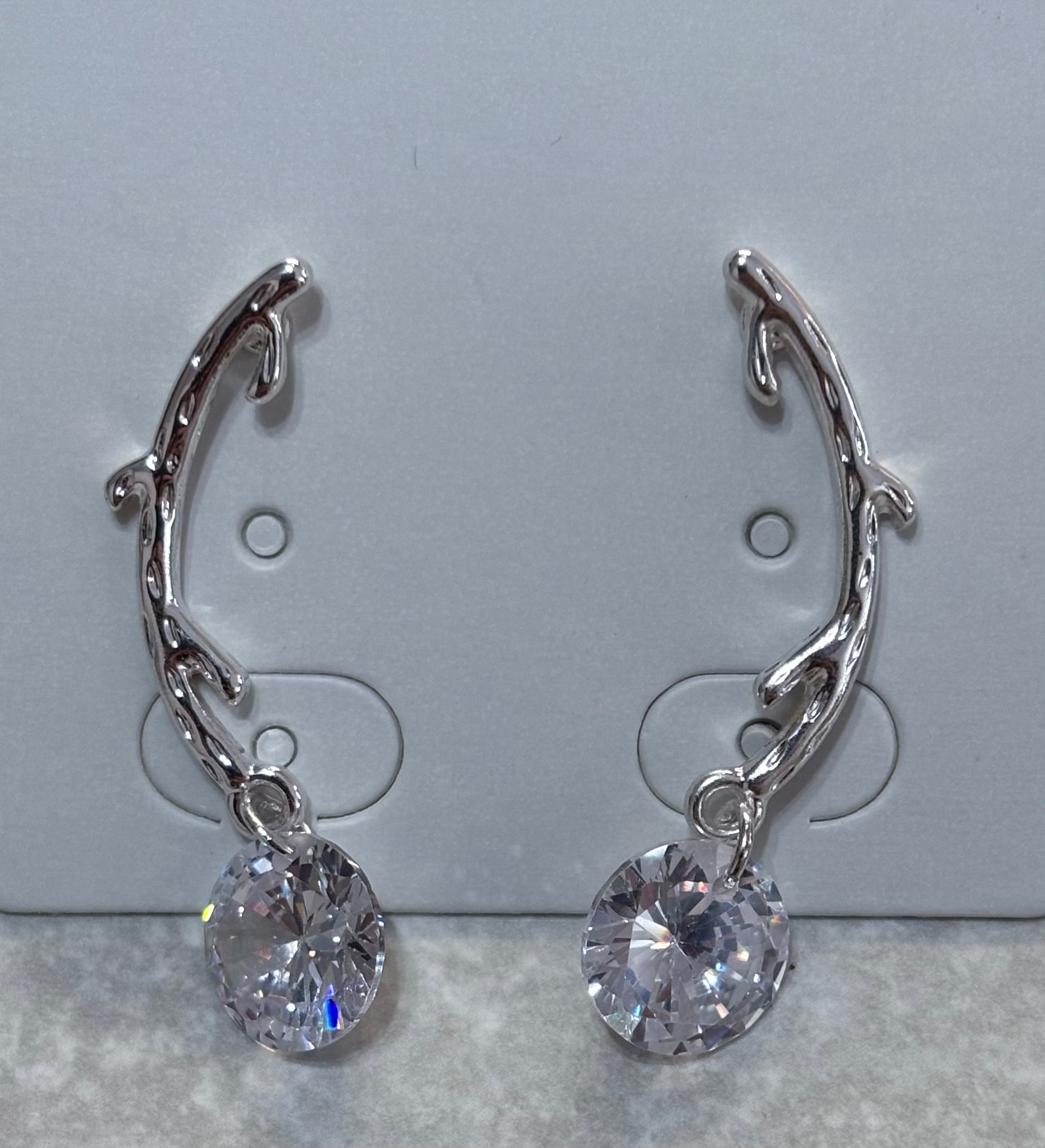 205881 Elegant Crystal Branch Drop Earrings – Silver-tone