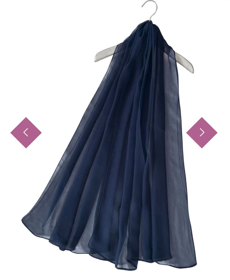 7463 Slim Plain Chiffon Scarf