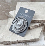 RX048B Swirl Magnetic Brooch with Central Pearl