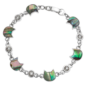 Tj912 Paua Shell Cat Face Bracelet