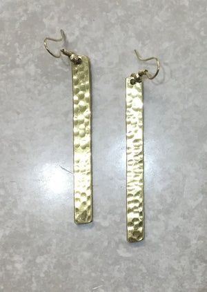 AK1716 LONG RECTANGULAR BEATEN EARRINGS