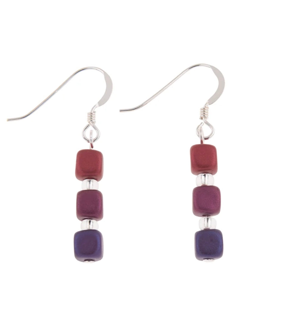 EH1614 Rainbow Satin Cubes Earrings