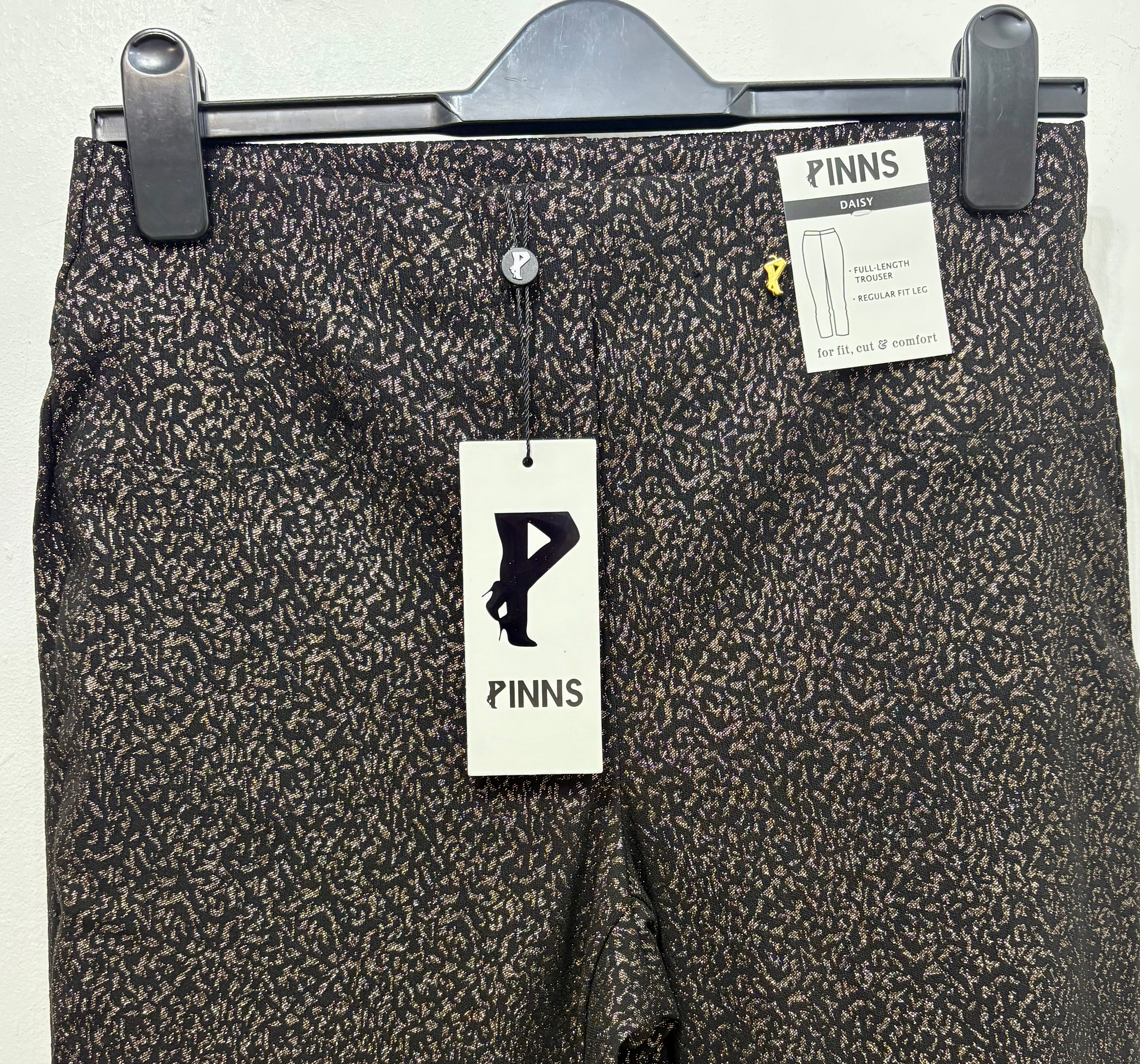 226T Black & Gold Animal Print Regular Trouser